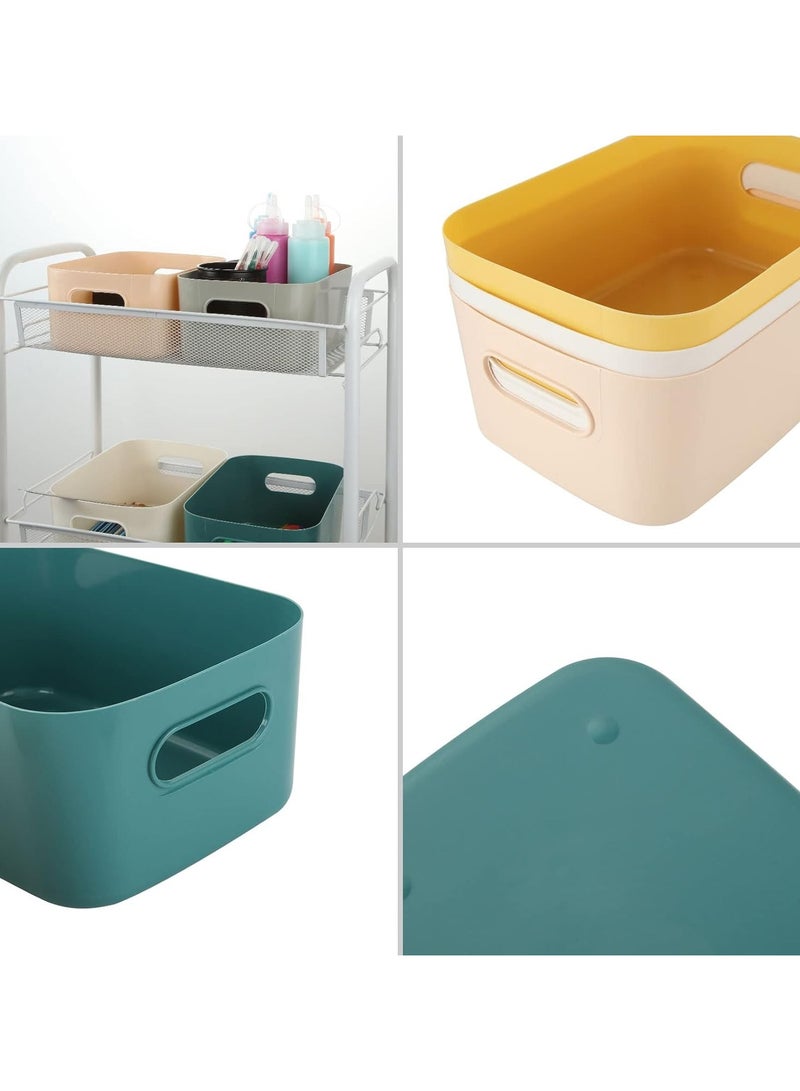 6Pcs Plastic Storage Boxes, Multiple Colors Storage Baskets, 24x16x9cm Storage Boxes for Kitchen, Cupboard, Office, Bathroom, Toy, Durable Home Tidy Open Storage Bins with Handles - Image 4