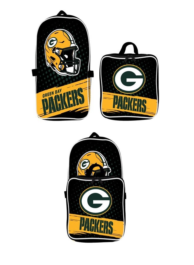 Denco Green Bay Packers Backpack Lunch Bag -Ideal for School, Travel, or Game Day