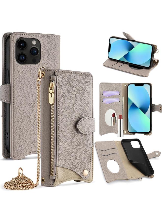 اس-توب جراب هاتف iPhone 13 Pro Crossbody Chain Tail Fishtail Leather Litchi - Image 1