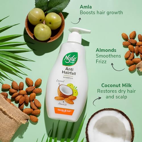 Nyle Naturals Anti-Hairfall Shampoo | For Hairfall Control | With Coconut Milk, Badam and Amla |Gentle & Soft Shampoo For Men & Women |800ml - Image 4