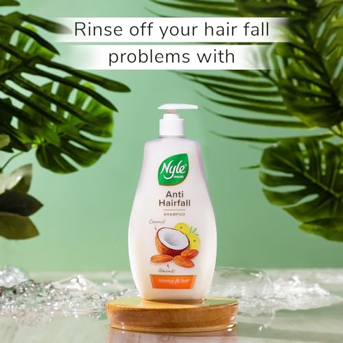Nyle Naturals Anti-Hairfall Shampoo | For Hairfall Control | With Coconut Milk, Badam and Amla |Gentle & Soft Shampoo For Men & Women |800ml - Image 3