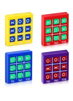 Tic Tac Toe Game Toy, Classic Mini Checkerboard Educational Family Game Toy Set with Keychain, Portable Casual Tabletop Games for Adults and Kids, Party Classroom Games 4 Pcs