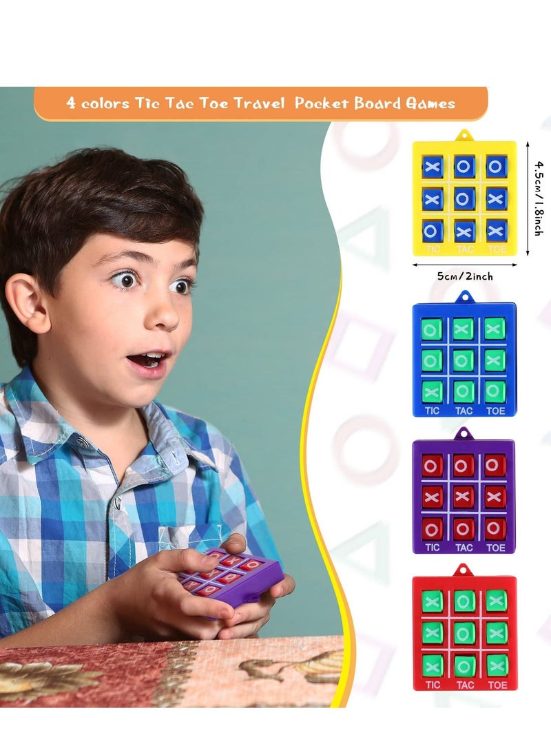 KASTWAVE - Tic Tac Toe Game Toy, Classic Mini Checkerboard Educational Family Game Toy Set with Keychain, Portable Casual Tabletop Games for Adults and Kids, Party Classroom Games 4 Pcs - Image 1
