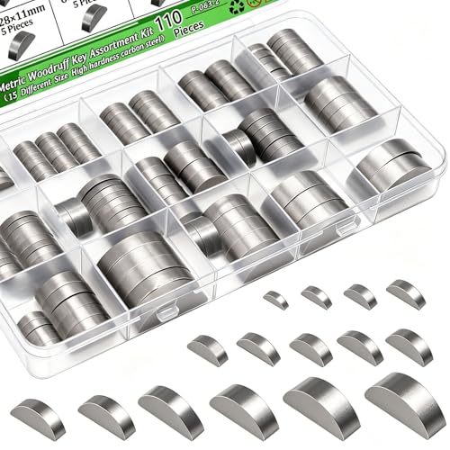 Ruibapa 110PCS Metric Woodruff Key Assortment Kit 15 Sizes Carbon Steel Woodruffkey Kit Woodruff KeyCrankshaftKeyway Shaft Feather Key for Fastening Connection - Image 1