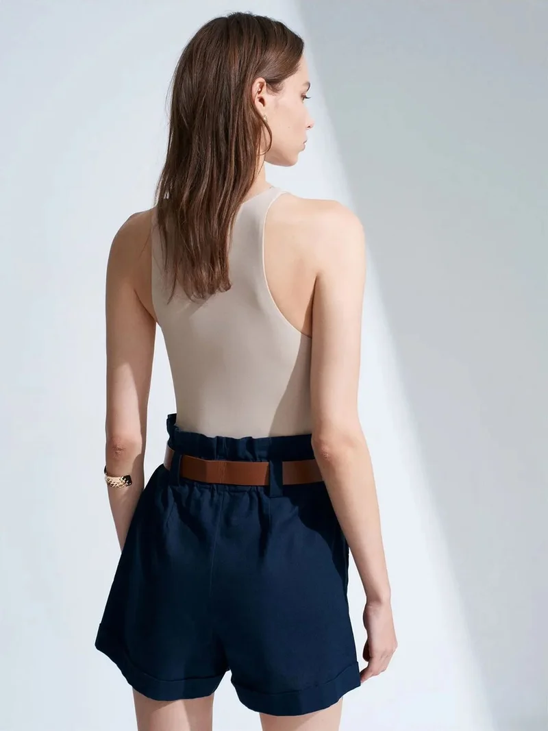 Dilvin Dilvin Slim-Fit Halter Neck Jersey Bodysuit