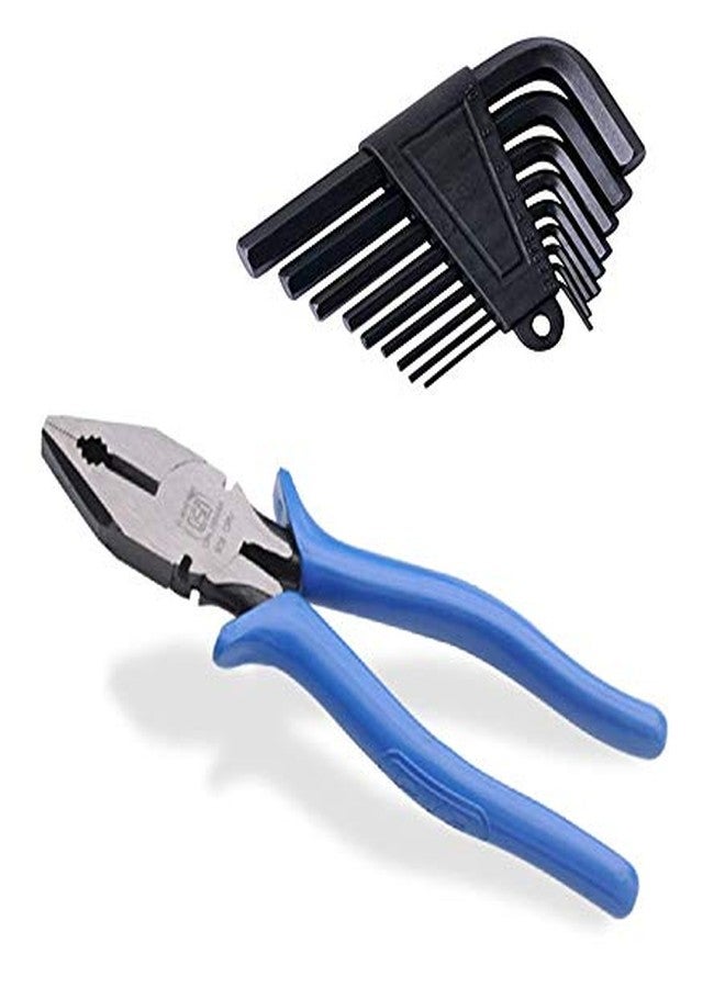 Inditrust Allen/Hex Key Set of 10 Pieces - from 1.5 to10 mm + 8 inch Combination Plier - Image 1
