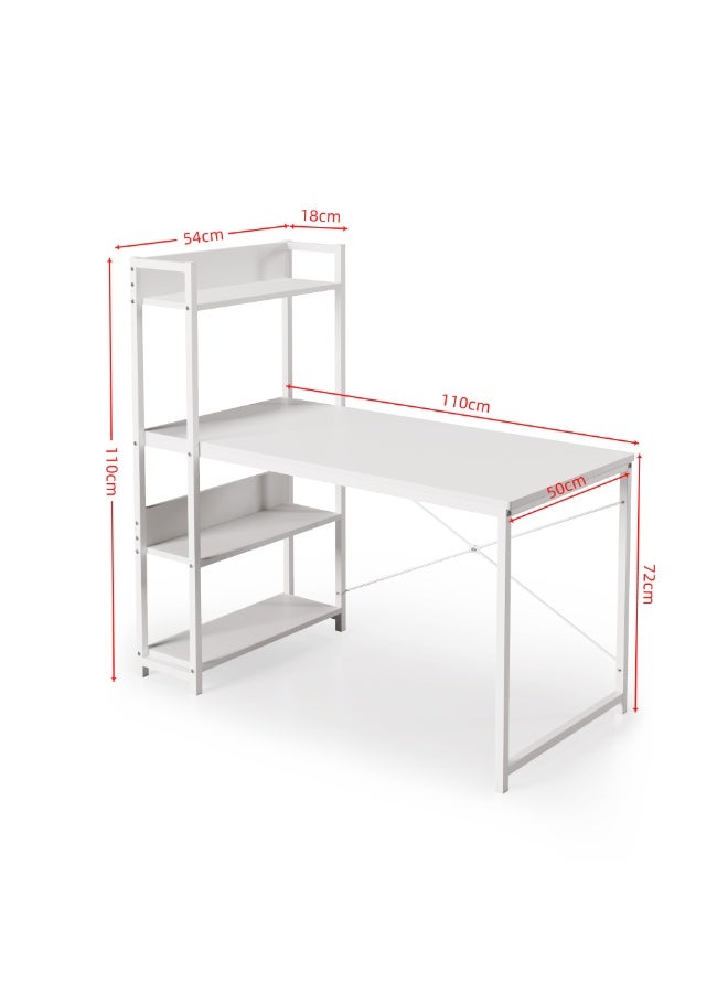 Canadel Office Desk with 4-Tier Shelf, Reversible Storage Shelf Left or Right, Sturdy Metal Frame & X-Shaped Strut, Spacious Waterproof Tabletop for Home Computer Desk - Image 2