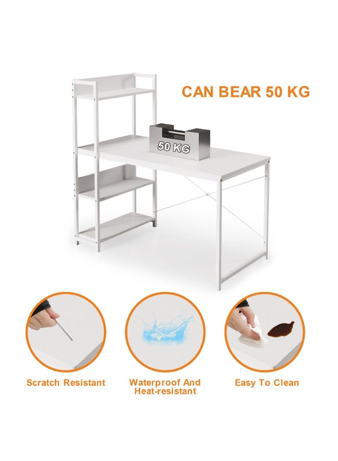 Canadel Office Desk with 4-Tier Shelf, Reversible Storage Shelf Left or Right, Sturdy Metal Frame & X-Shaped Strut, Spacious Waterproof Tabletop for Home Computer Desk - Image 5