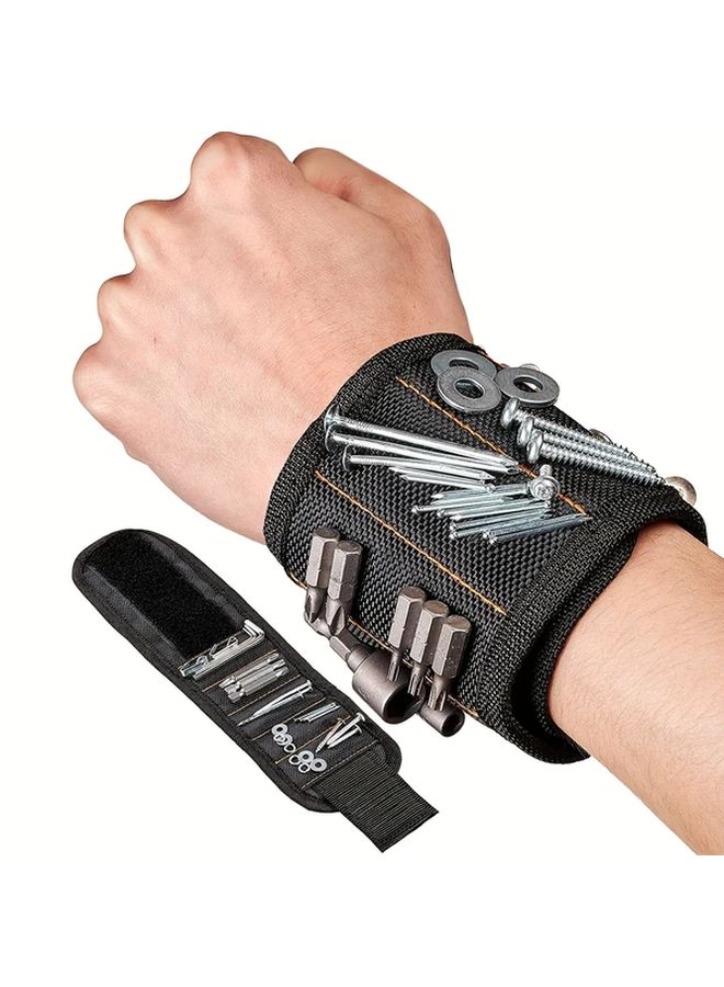 1pc Magnetic Wristband Adjustable Strap Durable Fabric Holds Screws Nails Drill Bits - Image 2