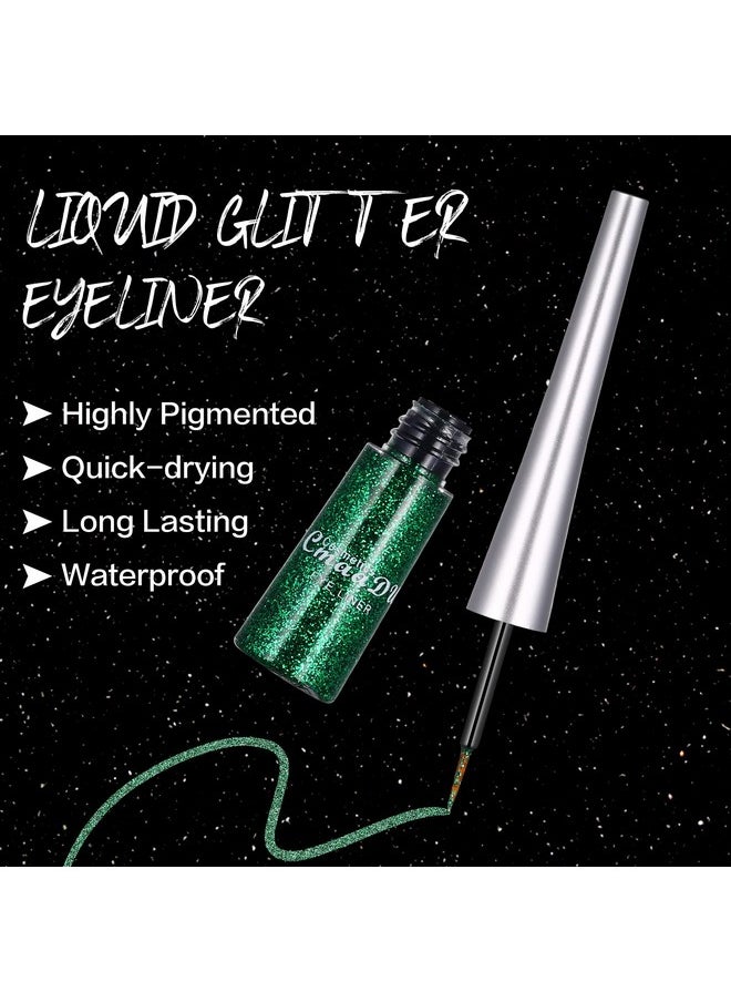 CHARMCODE 16 Colors Glitter Metallic Liquid Eyeliner Set Waterproof Long Lasting Eye Liner Pencil Pigmented Shimmer Eye Makeup Gift Kit For Women Green Purple Blue Pink White Silver Gold Colored Eyeliners  - Image 5