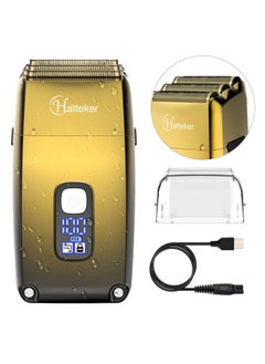 Hatteker Foil Head Shaver Triple Blades Electric Razor for Men Close Bald Head Barber Shaver Trimmer Waterproof Wet & Dry, Cordless, Gold  - Image 1