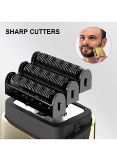 Hatteker Foil Head Shaver Triple Blades Electric Razor for Men Close Bald Head Barber Shaver Trimmer Waterproof Wet & Dry, Cordless, Gold  - Image 4