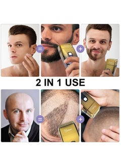Hatteker Foil Head Shaver Triple Blades Electric Razor for Men Close Bald Head Barber Shaver Trimmer Waterproof Wet & Dry, Cordless, Gold  - Image 3