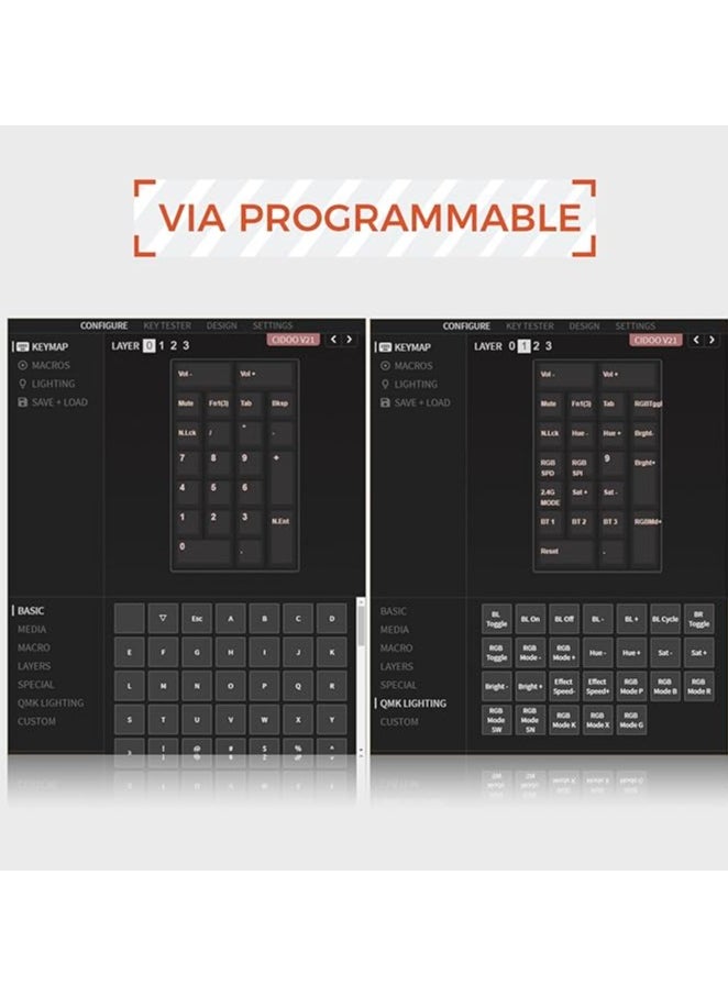 erorex CIDOO V21 VIA Programmable Gasket Number Pad, Bluetooth 5.0/2.4ghz/Wired Hot Swappable Numpad, with Aluminum Alloy Rotary Knob, 1000mAh Battery, Poron Foam for E-sport Mac/Win  - Image 4