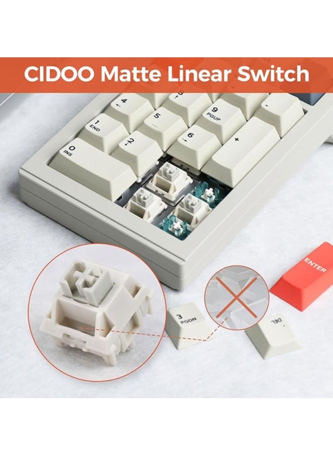 erorex CIDOO V21 VIA Programmable Gasket Number Pad, Bluetooth 5.0/2.4ghz/Wired Hot Swappable Numpad, with Aluminum Alloy Rotary Knob, 1000mAh Battery, Poron Foam for E-sport Mac/Win  - Image 2