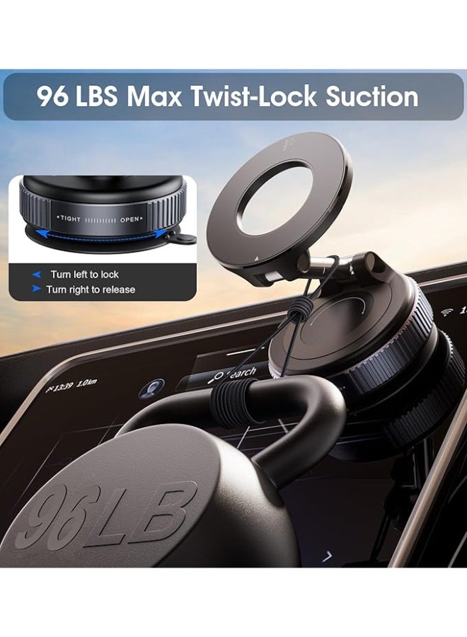 General Strong Magnetic Car Phone Holder for MagSafe Ultra Vacuum Suction Cup Phone Mount 360° Cell Phone Holders for Your Car Accessories for iPhone 16 to 12 Android  - Image 4