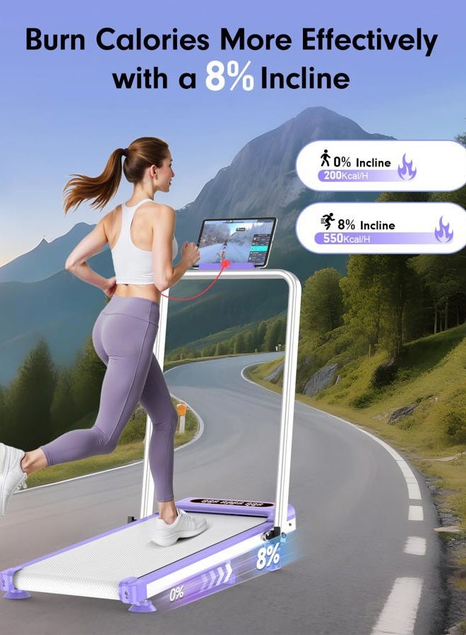 Rayspace 2026 Upgrade Walking Pad Treadmill with 8% Incline & Handle Bar, 3.5HP Portable Treadmill for Home Small, Under Desk Compact Walking Pad 300+lb Capacity, Shock Absorption, 0.6-6mph, Remote, Smart App - Image 2