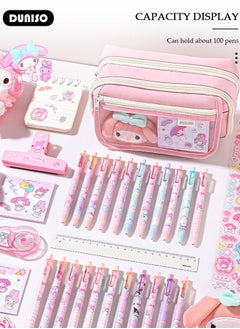 DUNISO 9 Compartment Pink My Melody Pencil Case for Girls,Durable Multifunctional Large Capacity Pencil Pouch,Simple Fashion Decorative Variable Anime Pencil Painting Storage Pouch with Zipper for School Kids Teen,Suitable for College School Gift  - Image 2