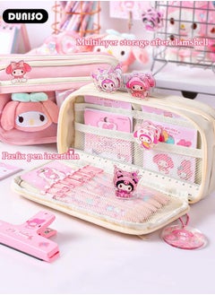 DUNISO 9 Compartment Pink My Melody Pencil Case for Girls,Durable Multifunctional Large Capacity Pencil Pouch,Simple Fashion Decorative Variable Anime Pencil Painting Storage Pouch with Zipper for School Kids Teen,Suitable for College School Gift  - Image 5