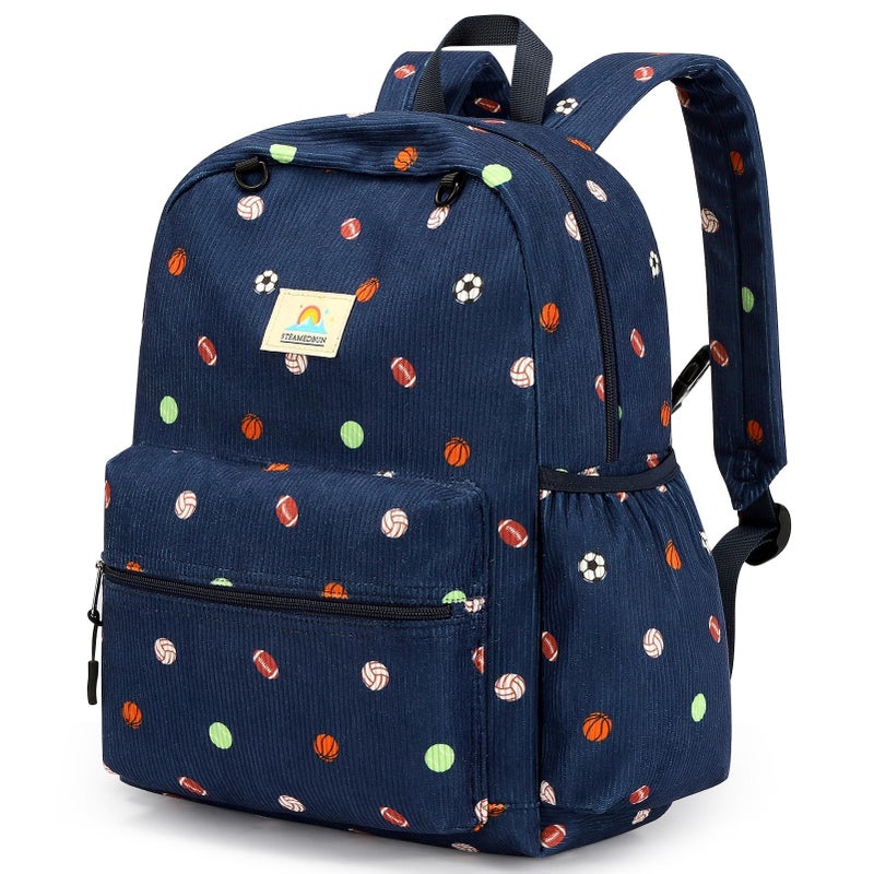 STEAMEDBUN Corduroy Kids Backpack for Boys and Girls 5-8: Boys Backpack for Elementary Kindergarten - 15 inch Cute Backpacks for Kids - Image 1