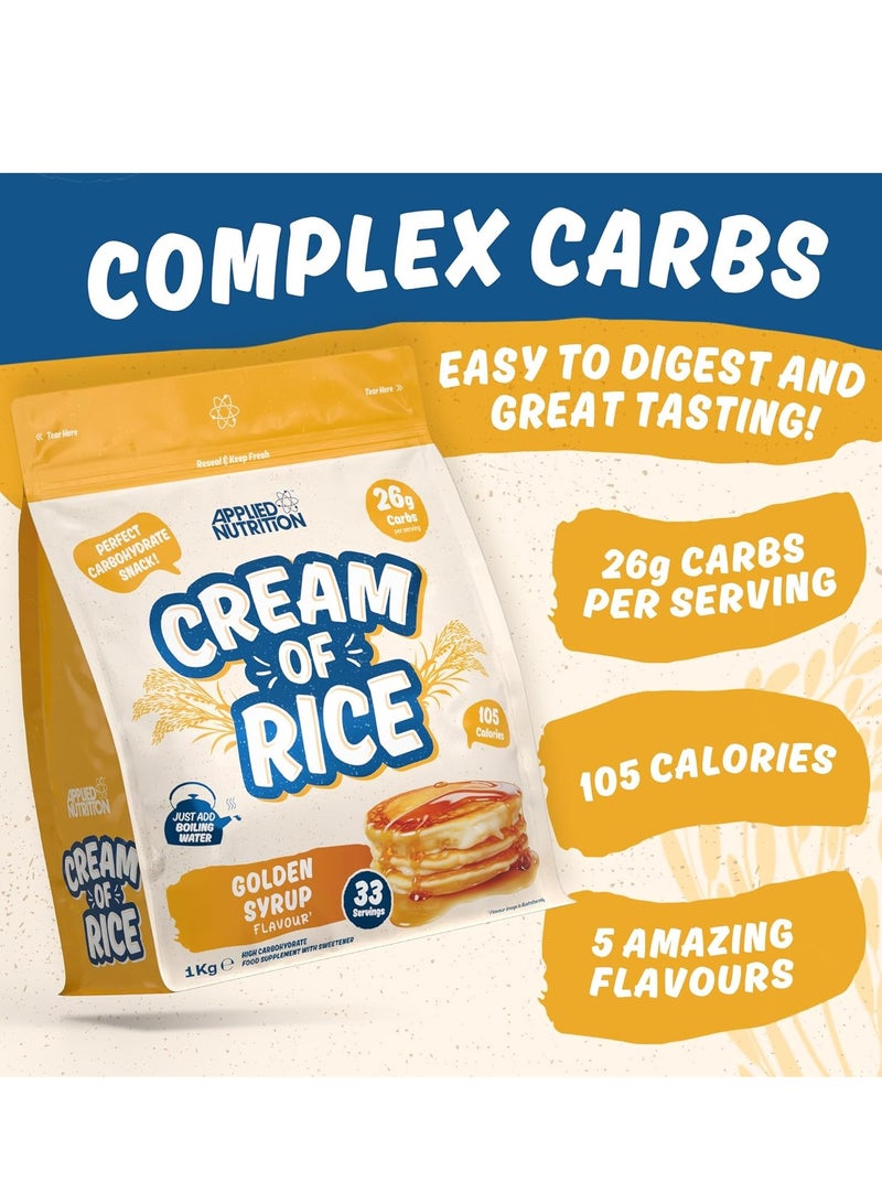 أبلايد نيوتريشن كريمة الأرز من أبلايد نيوتريشن - مكمل غذائي غني بالكربوهيدرات، مصدر للطاقة لوجبات الإفطار والوجبات الخفيفة، سهل الهضم، قليل السكر والدهون، نباتي، 1 كجم (33 حصة، شراب ذهبي) - Image 2