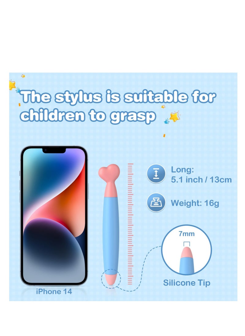 Excefore Kids Stylus Pens for Touch Screens, Tablet Stylus Pen 2 Pack, with Durable Rubber Tips, Universal Touch Screen Capacitive Stylus, Compatible with iPad, iPhone, Kindle Fire Kids, Tablets  - Image 2