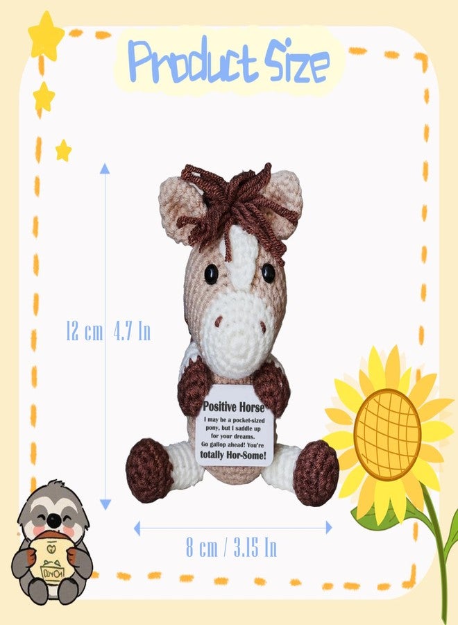 Posshe Horse Gifts, Crochet Positive Support - Handmade Emotional Cheer Support Funny Horse Gifts for Friend Coworker Birthday Christmas Stocking Stuffer White Elephant - Image 4