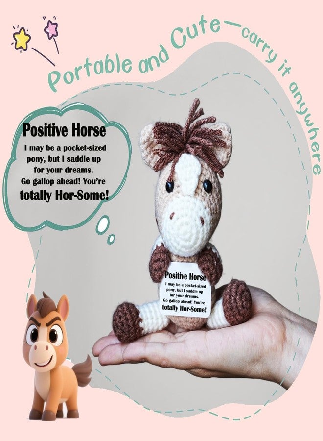 Posshe Horse Gifts, Crochet Positive Support - Handmade Emotional Cheer Support Funny Horse Gifts for Friend Coworker Birthday Christmas Stocking Stuffer White Elephant - Image 2