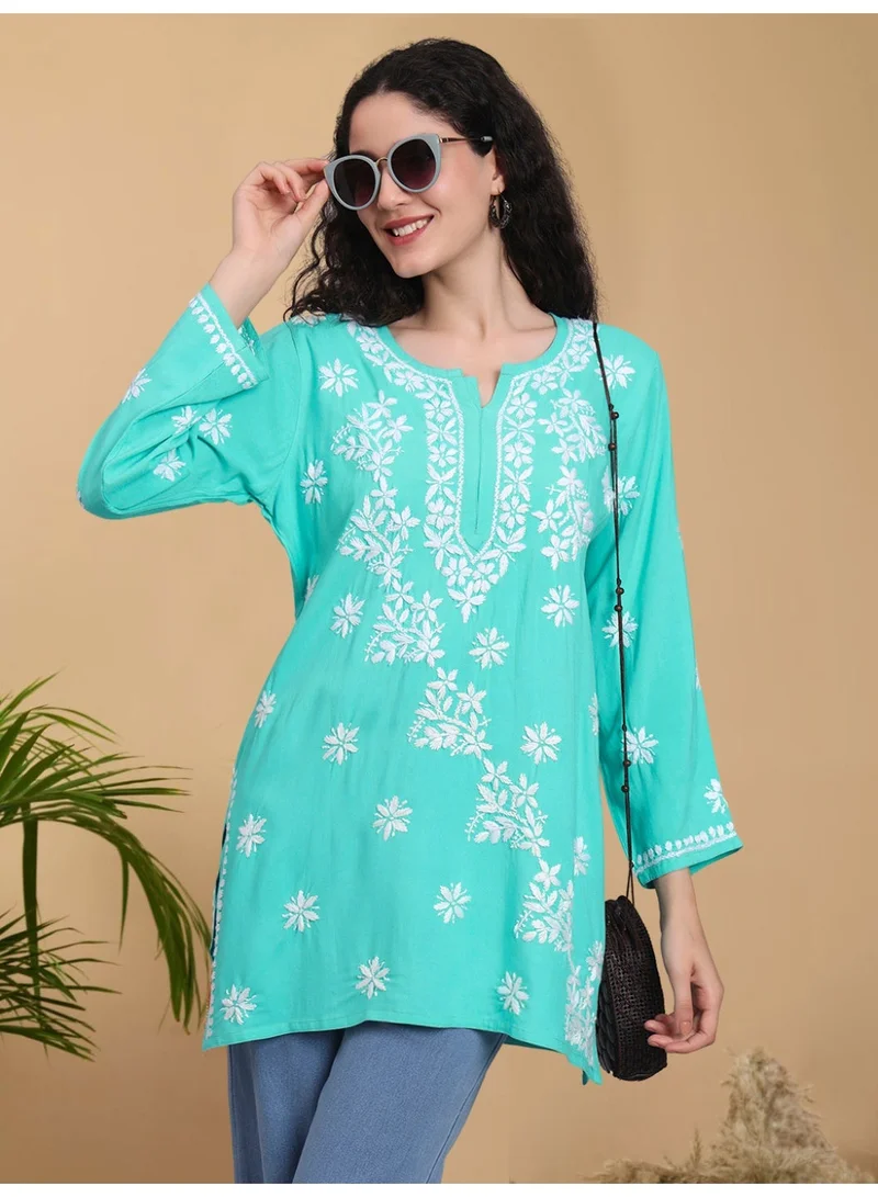 Alaya Women Chikankari Hand Embroidered Rayon Kurti -AL4071