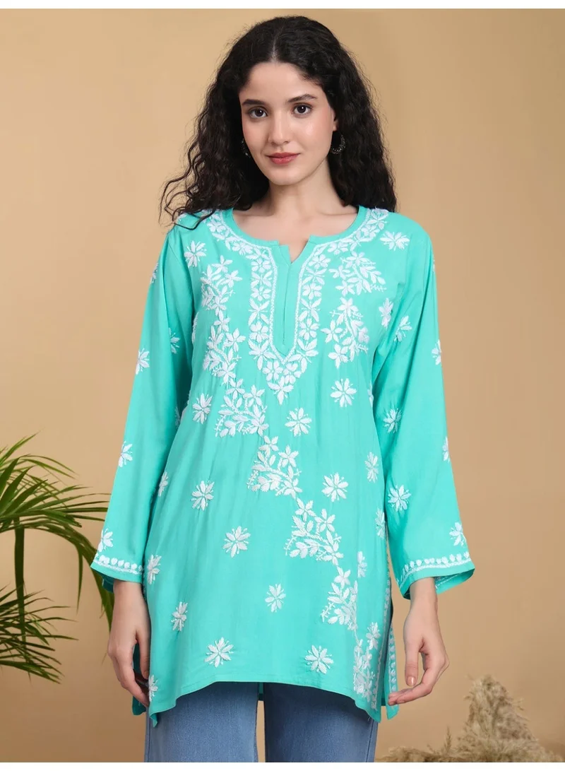 Alaya Women Chikankari Hand Embroidered Rayon Kurti -AL4071