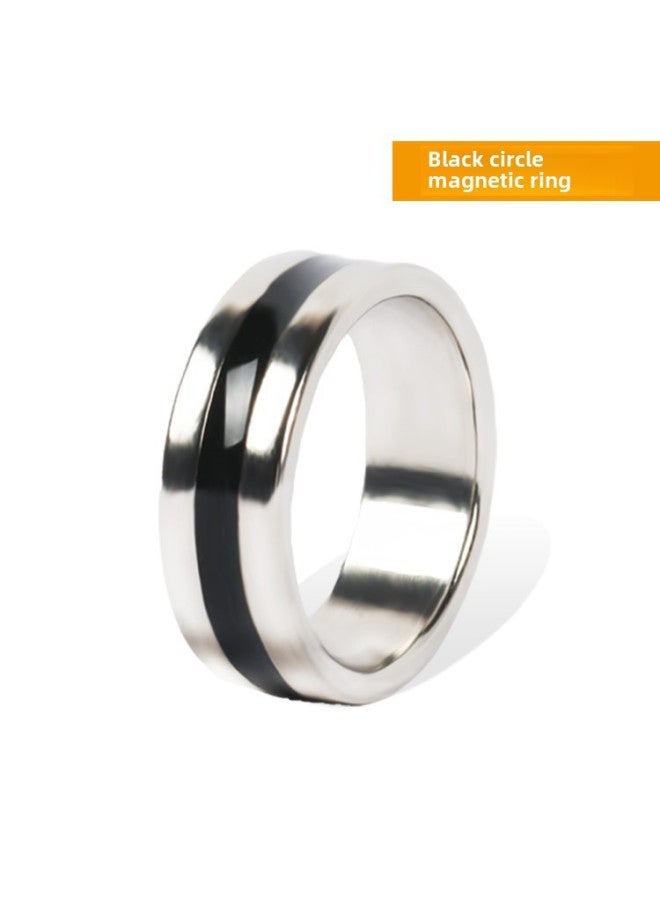 Black Ring Magnetic Ring Silver Magnetic Ring Pattern Magnetic Ring Magnet Ring Strong Magnetic Ring Magic Props-Color:Black Circle Magnetic Ring (Small)  - Image 3