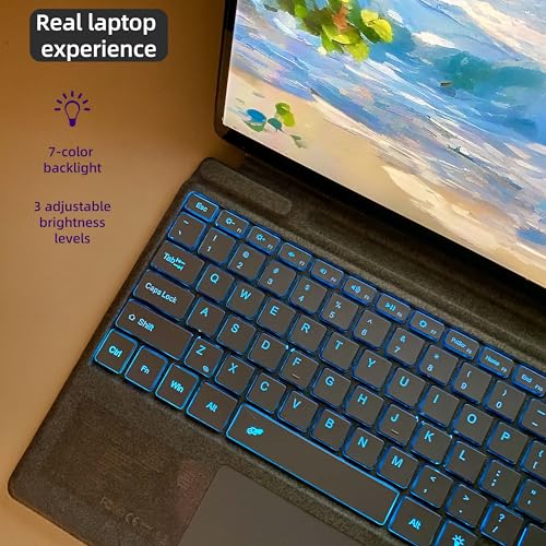 Zoof Keyboard for Microsoft Surface Pro Copilot+ (11th Edition) / Pro 11 / Pro 10/9 / 8 / X, 13 inch, Detachable Type Cover with Touchpad, 7-Color Backlit & Pen Holder (Ice Blue) - Image 4