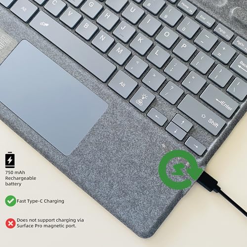 Zoof Keyboard for Microsoft Surface Pro Copilot+ (11th Edition) / Pro 11 / Pro 10/9 / 8 / X, 13 inch, Detachable Type Cover with Touchpad, 7-Color Backlit & Pen Holder (Ice Blue) - Image 5