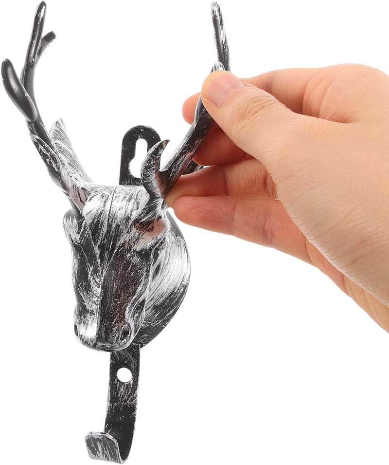 Healifty Deer Head Wall Hook Silver Copper Single Coat Hanger Wall Mounted Utility Hook for Clothes Keys Towels Farmhouse Home Storage - Image 4