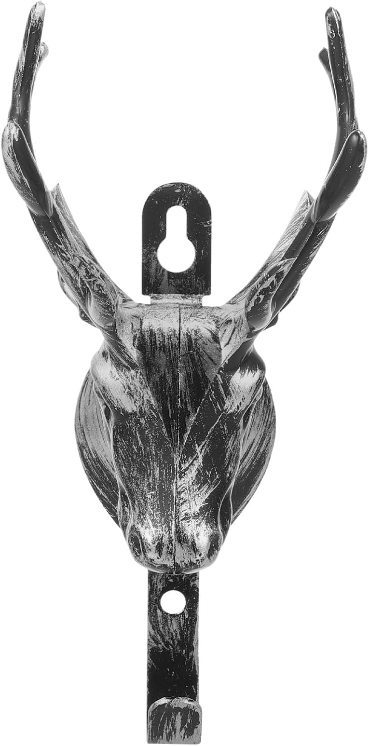 Healifty Deer Head Wall Hook Silver Copper Single Coat Hanger Wall Mounted Utility Hook for Clothes Keys Towels Farmhouse Home Storage - Image 1