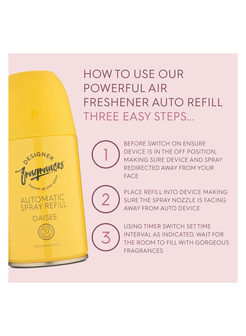 Daisee Automatic Room Spray Universal Refill Air Freshener Cans,For Home and Vehicles Upto 70 Days of Luxury Lasting Smell, Deodorise and Neutralise Odours 250ml  - Image 1