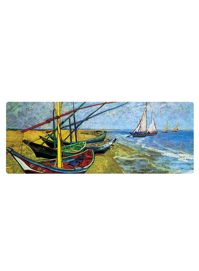 BURAQ 400x900x1.5mm Unlocked Am002 Large Oil Painting Desk Rubber Mouse Pad(Seaside Boat)  - Image 1