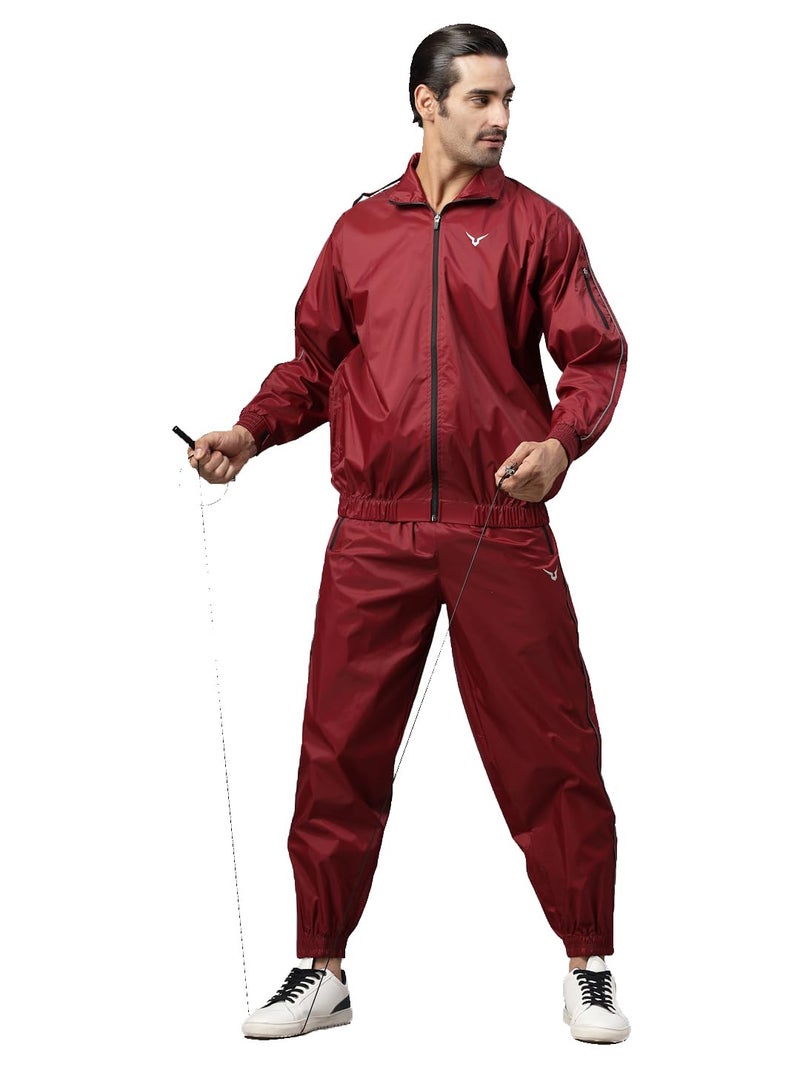 Invincible Men's Sauna Suit (Deep Red Pro Deluxe, XL) - Image 3