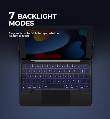 Dexnor for iPad 9th Generation Case with Keyboard Floating Cantilever Magnetic Stand Multi-Touch Trackpad Backlit Pencil Holder Magic Style Keyboard Case for iPad 9th/8th/7th Gen 10.2 inch, Black - Image 4