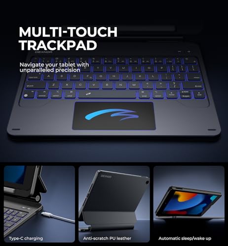 Dexnor for iPad 9th Generation Case with Keyboard Floating Cantilever Magnetic Stand Multi-Touch Trackpad Backlit Pencil Holder Magic Style Keyboard Case for iPad 9th/8th/7th Gen 10.2 inch, Black - Image 5