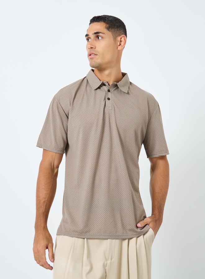 Styli Regular Tit Textured Polo with Button Placket - Image 1