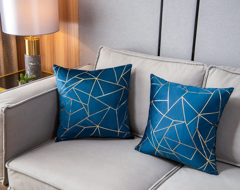 YONGLIU YONGLIU Throw Pillow Covers Velvet Decorative 2 Packs Ultra-Soft Cushion Case for Christmas Sofa Bedroom Car Living Room (Galaxy Blue  16""X16"")  - Image 3