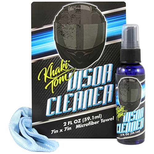 Dream lighting Khaki Tom Motorcycle Helmet and Visor Cleaner 2 Oz Streak Free Spray and Microfiber Towel Over 200 Sprays - Image 1