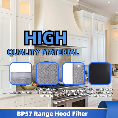 QKWL BP57 Range Hood Filter with Light Lens 11-3/8 x 11-3/4 In 1-Pack Stove Hood Vent Aluminum Grease Air Filter for Broan-NuTone 43000 Series Kitchen Exhaust Range Hood - Image 4