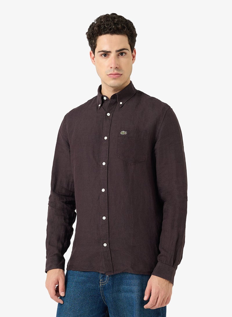 LACOSTE Regular Fit Linen Shirt - Image 1