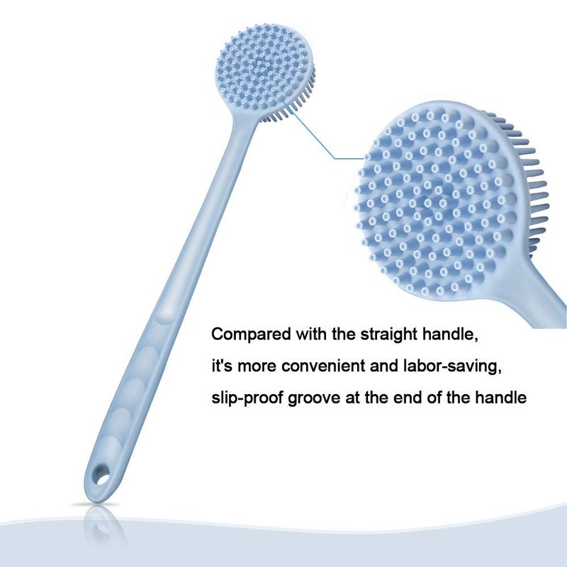 NILKANTH NIL KANTH UltraSoft Silicone Back Scrubber Shower Bath Body Brush with a Long Handle 100 BPAFree Hypoallergenic EcoFriendly Blue - Image 2