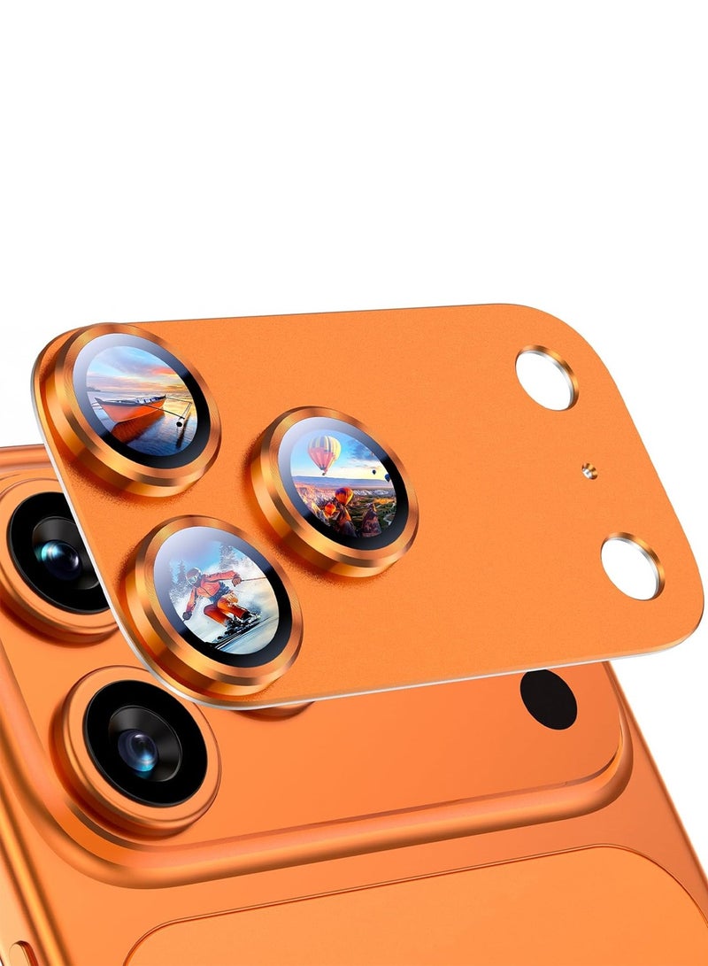 دبليو تيك واقي عدسة كاميرا هاتف آبل آيفون 17 برو ماكس 5G 2025، مقاوم للكسر، امتزاز قوي، متوافق مع الحافظة، زجاج معدني مقسى لتغطية كاميرا الخلفية (MLGCCR) - برتقالي - Image 1