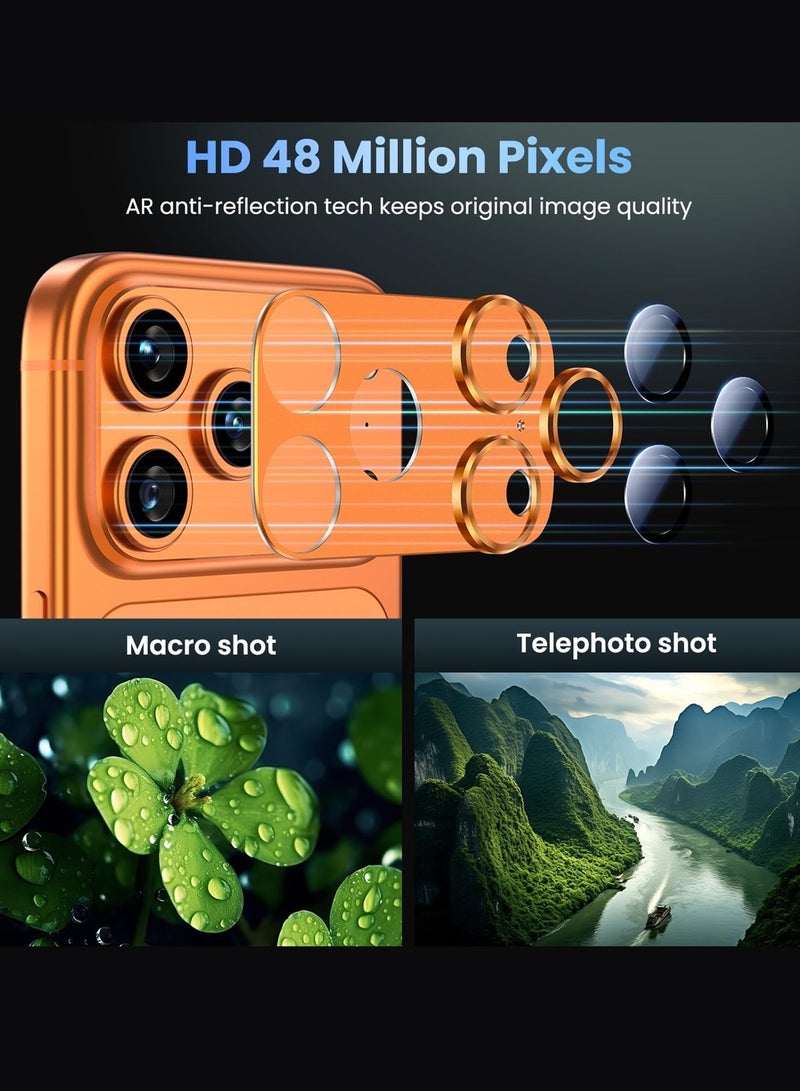 دبليو تيك واقي عدسة كاميرا هاتف آبل آيفون 17 برو ماكس 5G 2025، مقاوم للكسر، امتزاز قوي، متوافق مع الحافظة، زجاج معدني مقسى لتغطية كاميرا الخلفية (MLGCCR) - برتقالي - Image 2