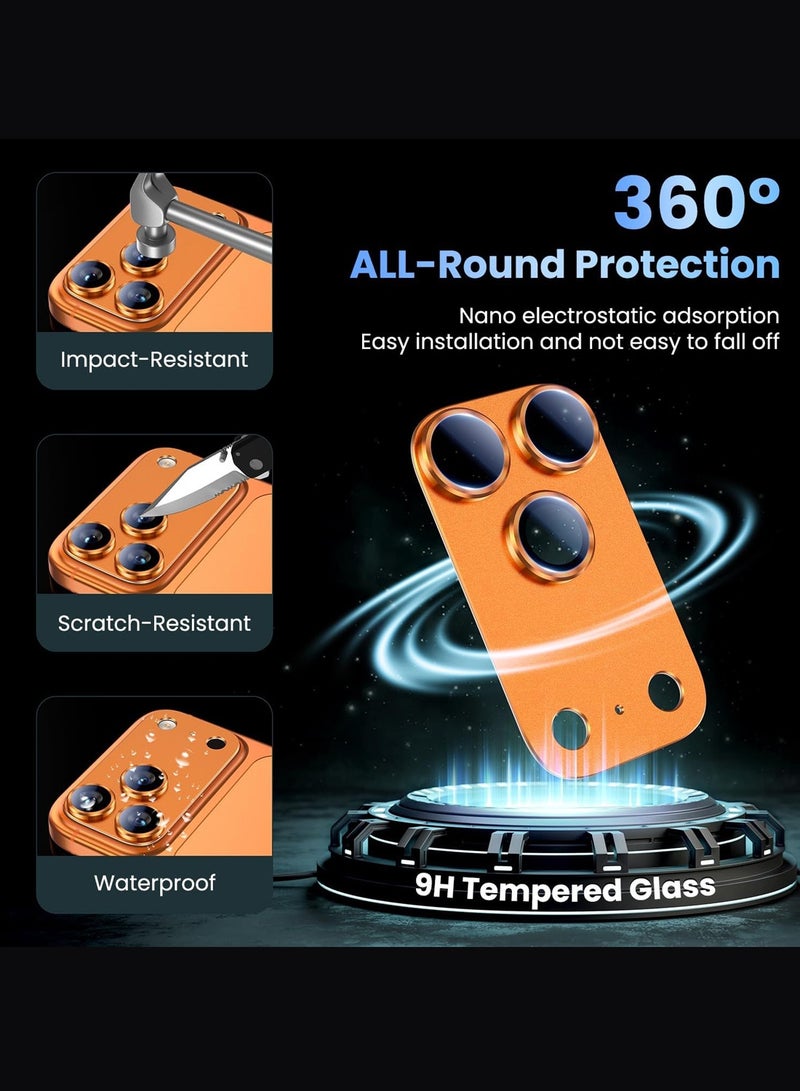 دبليو تيك واقي عدسة كاميرا هاتف آبل آيفون 17 برو ماكس 5G 2025، مقاوم للكسر، امتزاز قوي، متوافق مع الحافظة، زجاج معدني مقسى لتغطية كاميرا الخلفية (MLGCCR) - برتقالي - Image 5