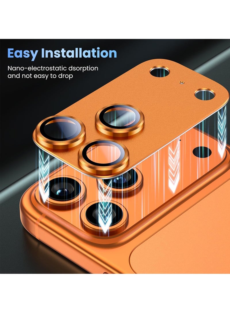 دبليو تيك واقي عدسة كاميرا هاتف آبل آيفون 17 برو ماكس 5G 2025، مقاوم للكسر، امتزاز قوي، متوافق مع الحافظة، زجاج معدني مقسى لتغطية كاميرا الخلفية (MLGCCR) - برتقالي - Image 4